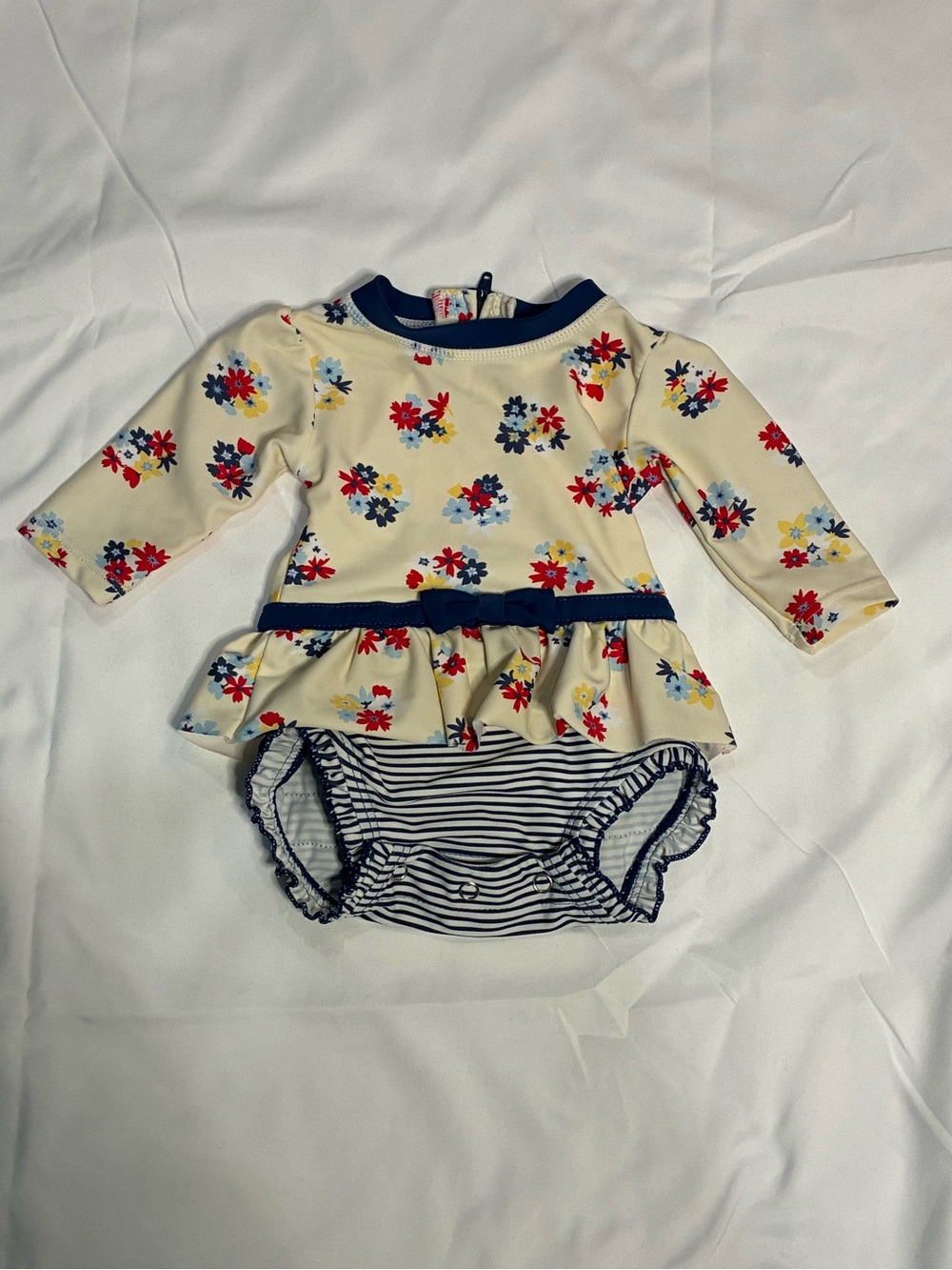 RuffleButts Baby Girl Floral Peplum Rash Guard Swimsuit 0-3M Swim